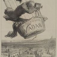 «Ο Ναντάρ ανυψώνει τη φωτογραφία στο ύψος της Τέχνης»: γελοιογραφία-λιθογραφία του Ονορέ Ντωμιέ, Le Boulevard, 25/5/1863.